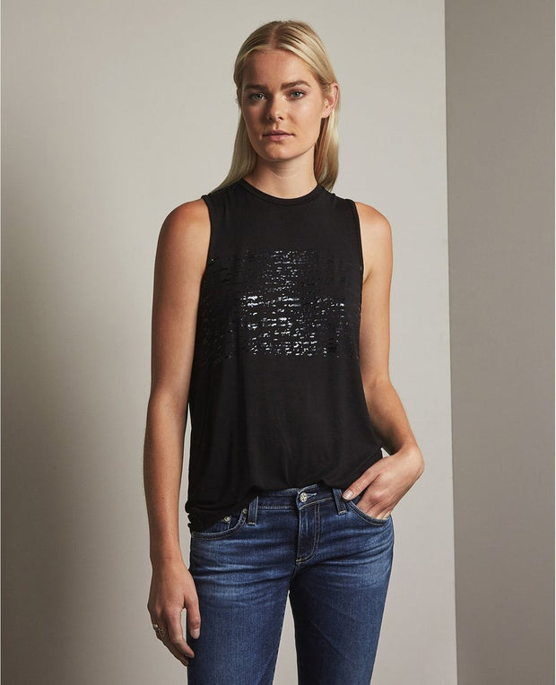 AG - Clio Tank Distressed Black Foil/True Black