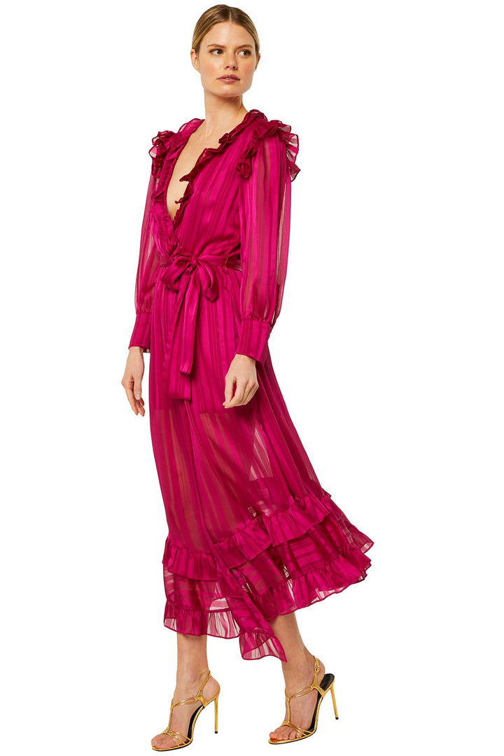 Misa - Gabriela Dress in Solid Stripe Fucshia