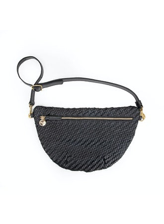 Clare V. - Grande Fanny in Black Woven Zig-Zag