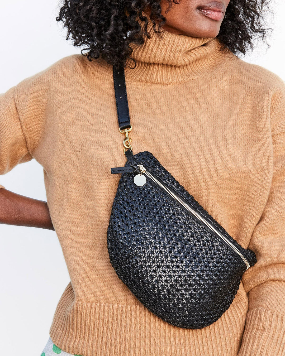 Clare V Fanny Black Clare Grande Fanny In Black Rattan