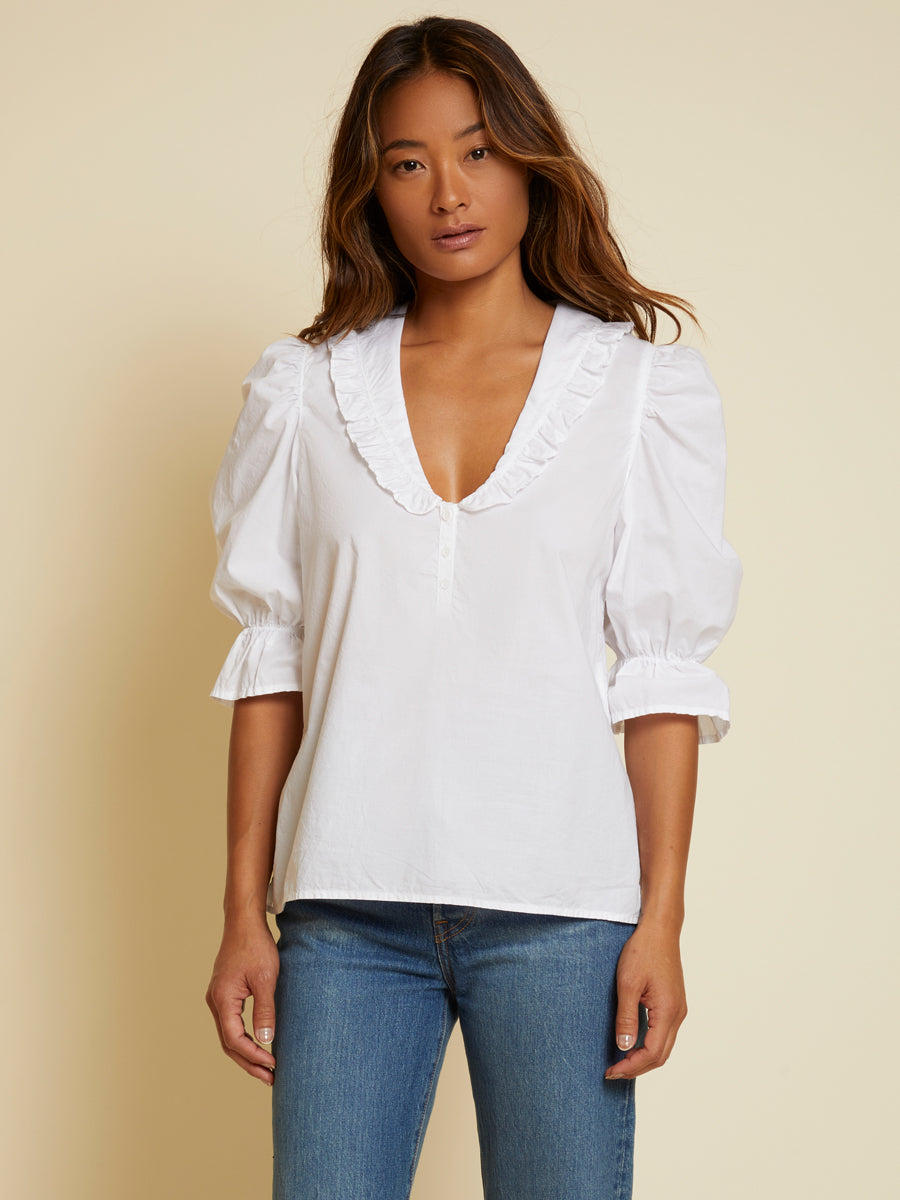 Nation LTD - Honey Frilly Blouse in White