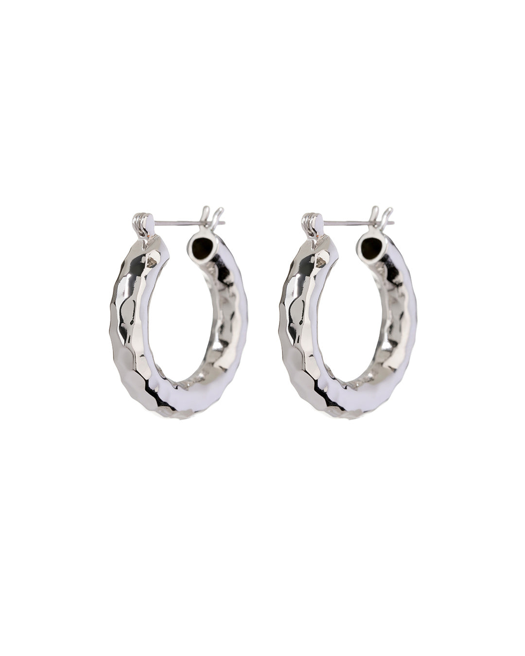 Luv AJ - Hammered Baby Amalfi Hoops in Silver