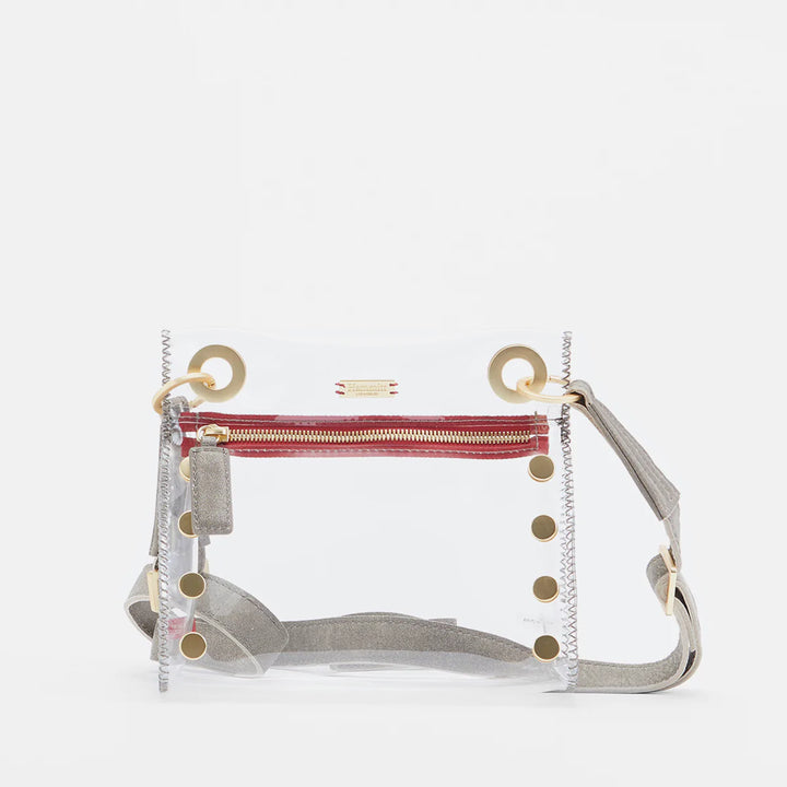 Hammitt Los Angeles - Tony Small in Clear Pewter with Brushed Gold/Red Zipper