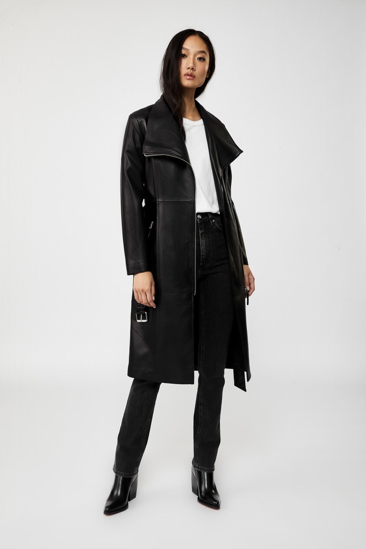 MACKAGE - Estela Tailored Leather Trench Coat in Black – Blond Genius