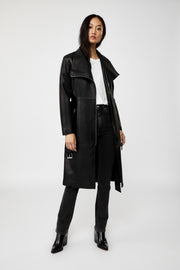 MACKAGE - Estela Tailored Leather Trench Coat in Black