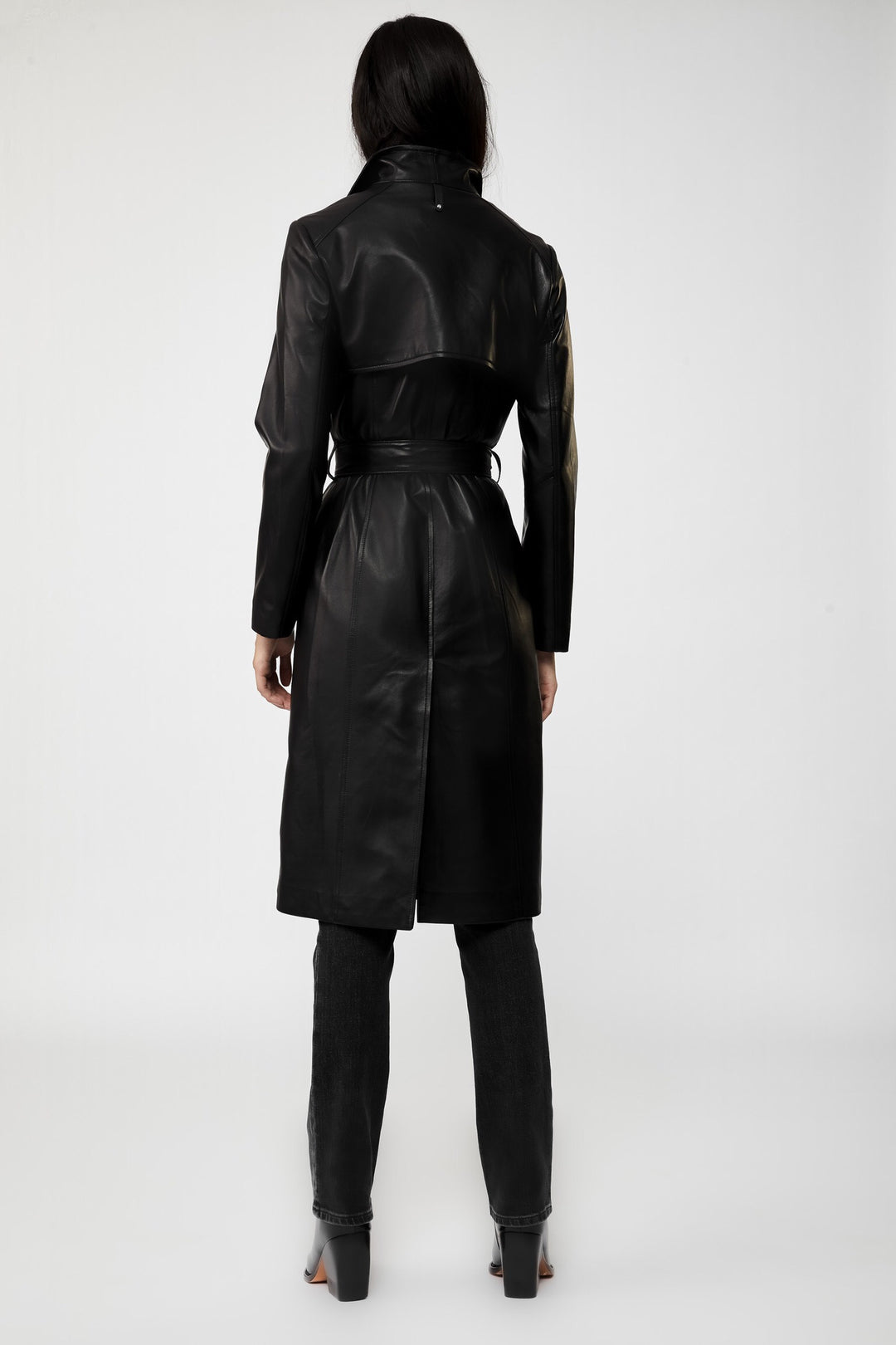 MACKAGE - Estela Tailored Leather Trench Coat in Black – Blond Genius