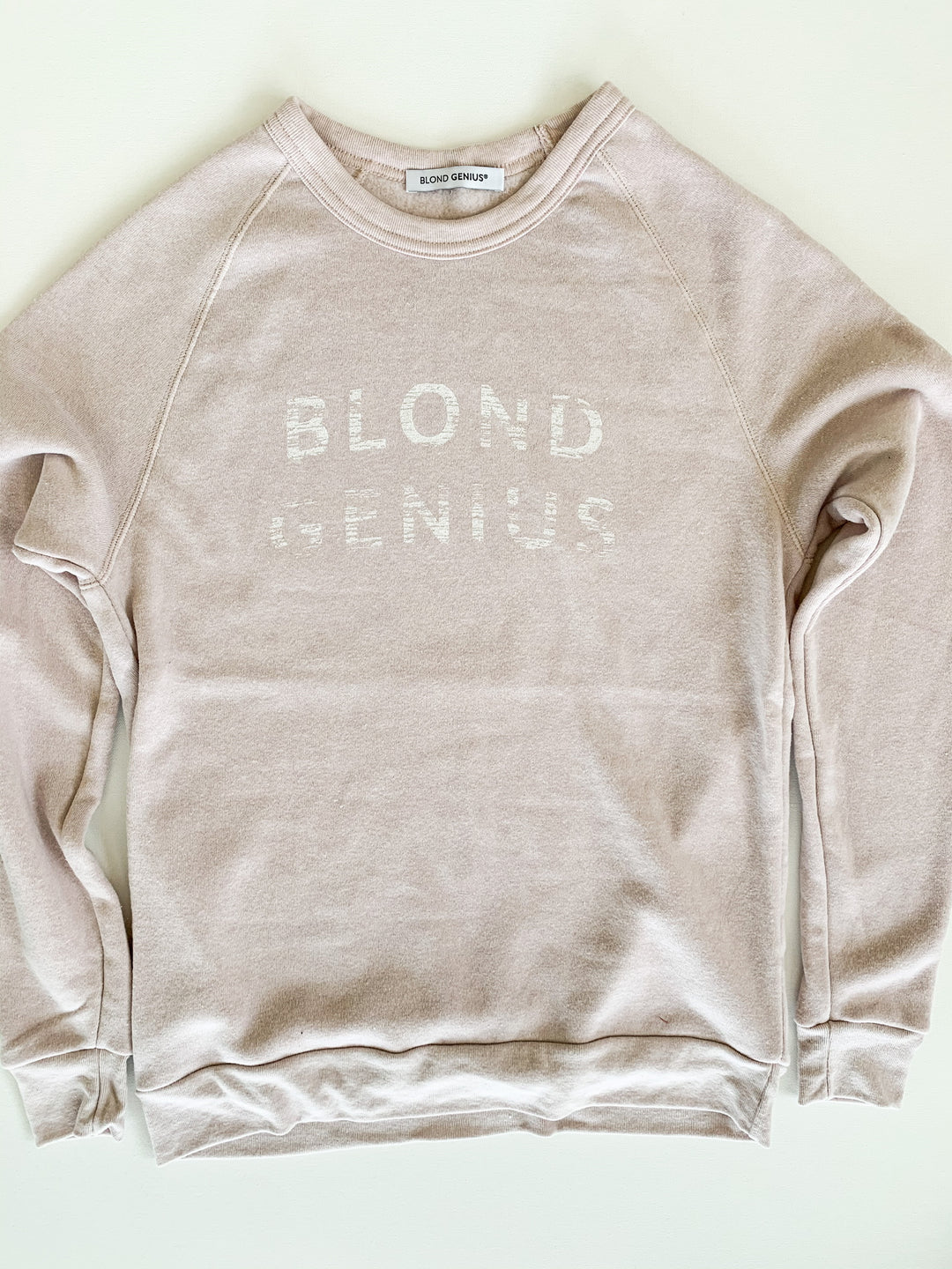 Blond Genius - Distressed Logo Sweatshirt in Rose Quartz