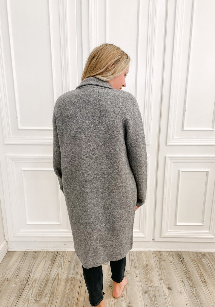 White + Warren - Brushed Lofty Blend Tailored Coatigan in Brushed Grey
