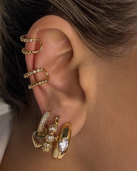 LUV AJ - Stone Orb Hoops in Gold