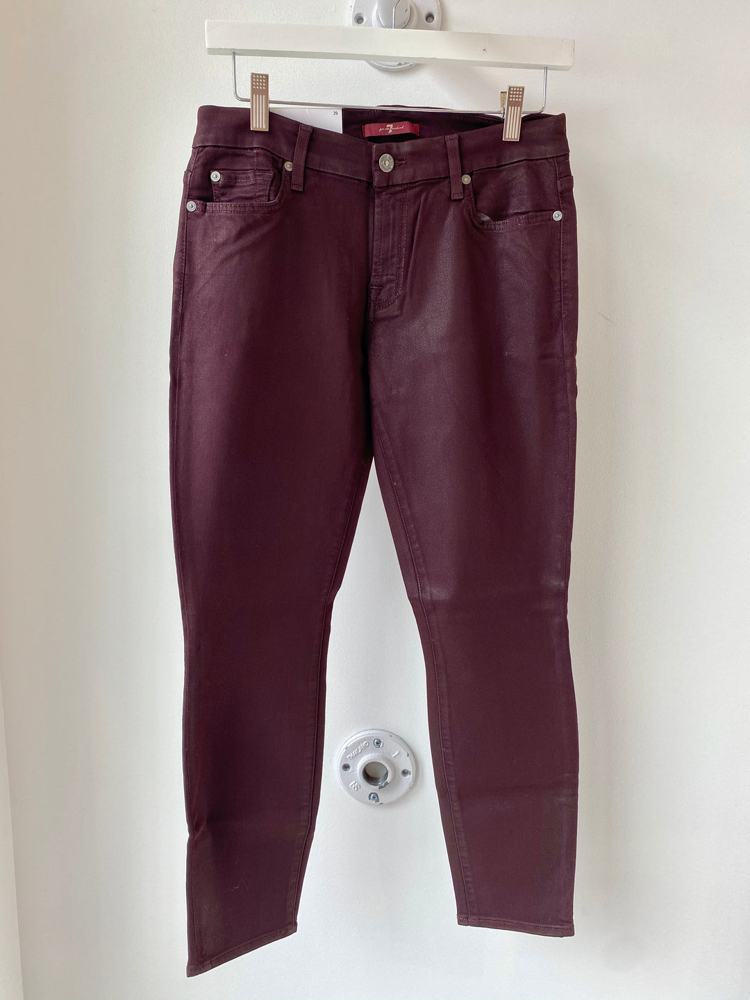 7 for all Mankind - The Ankle Skinny in Plum Coated Denim Jeans