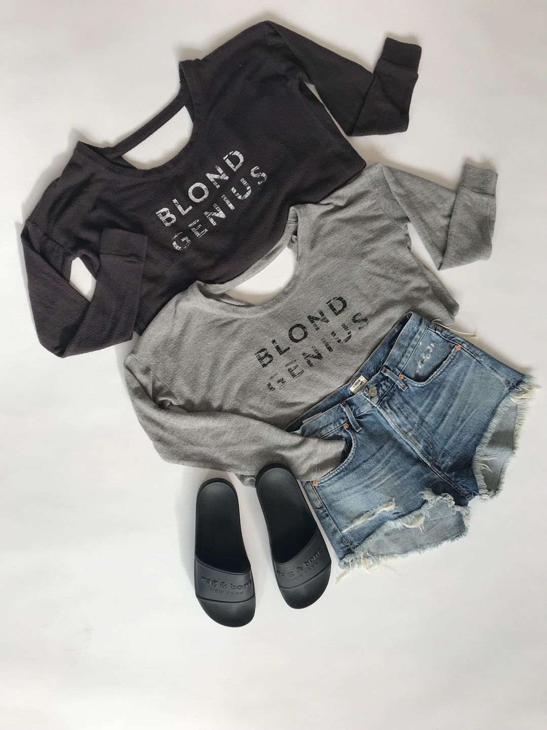Blond Genius - Distressed Open Back Sweatshirt Asphalt