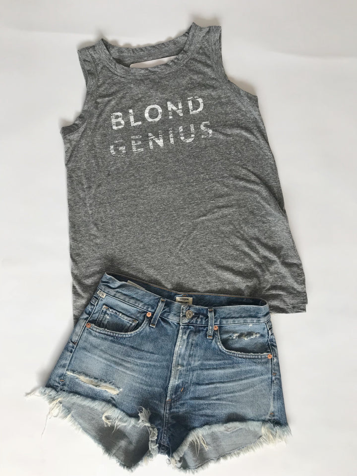 Blond Genius - Distressed Muscle Tee Heather Grey