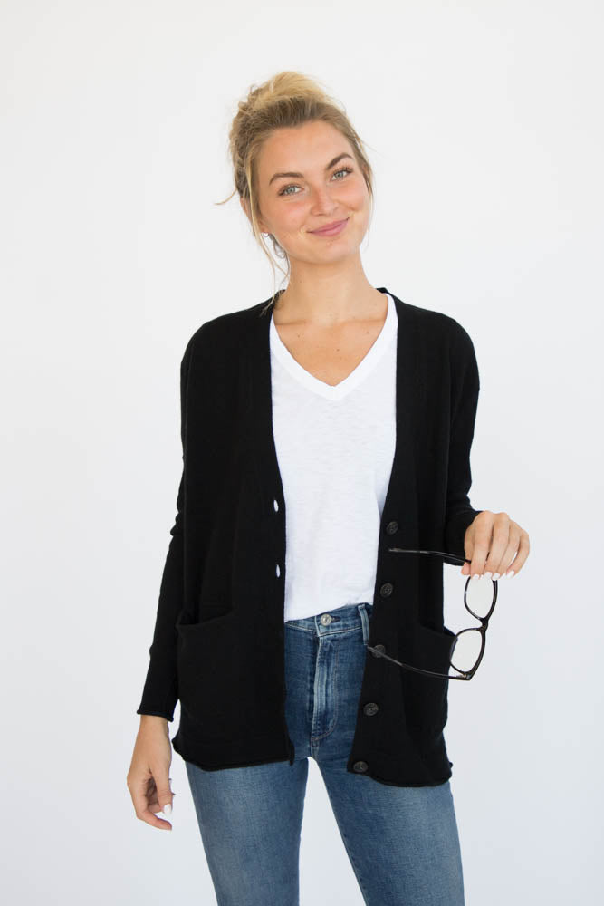 Eleis Collective -The Rib Detail Cardigan - Black