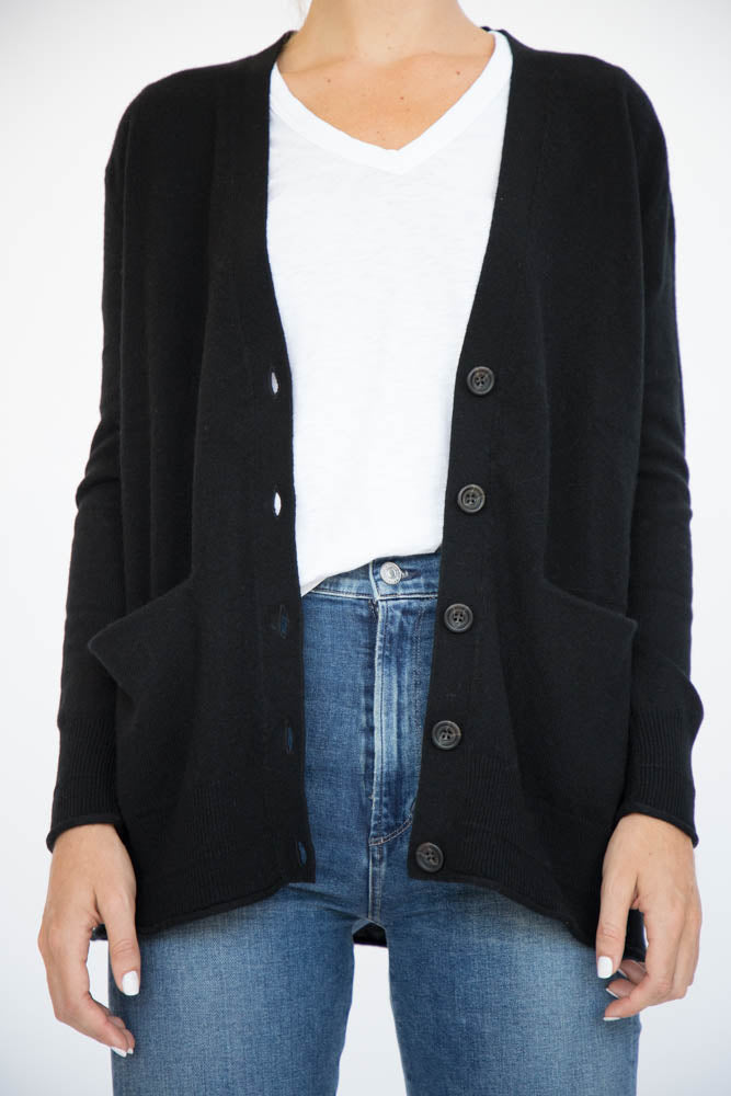 Eleis Collective -The Rib Detail Cardigan - Black