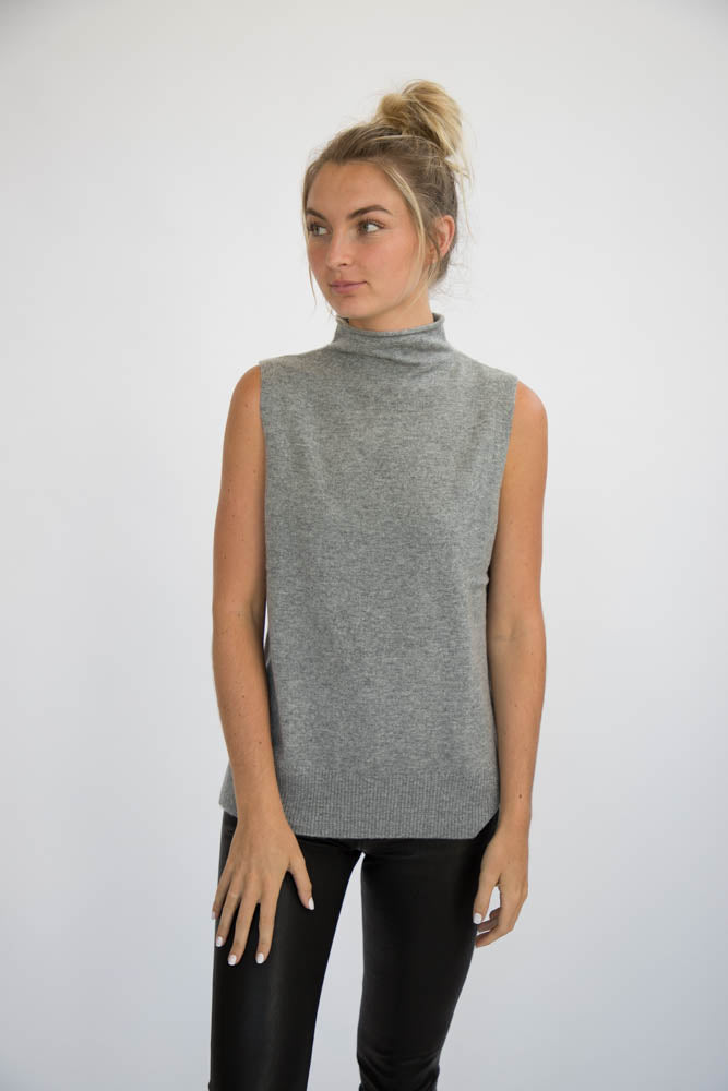 ELEIS COLLECTIVE -The Side Slit Tank - Heather Grey