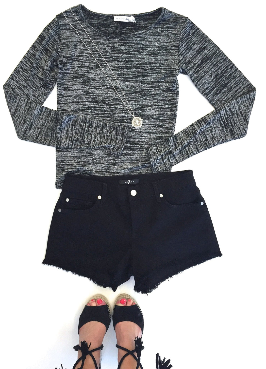 Rag & Bone Twist Tee LS Black Heather at Blond Genius
