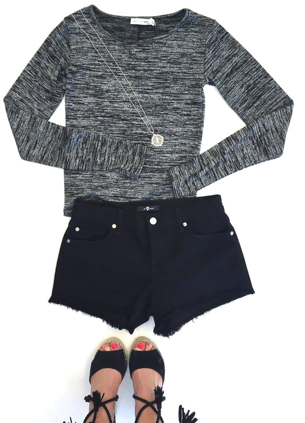 Rag & Bone Twist Tee LS Black Heather at Blond Genius