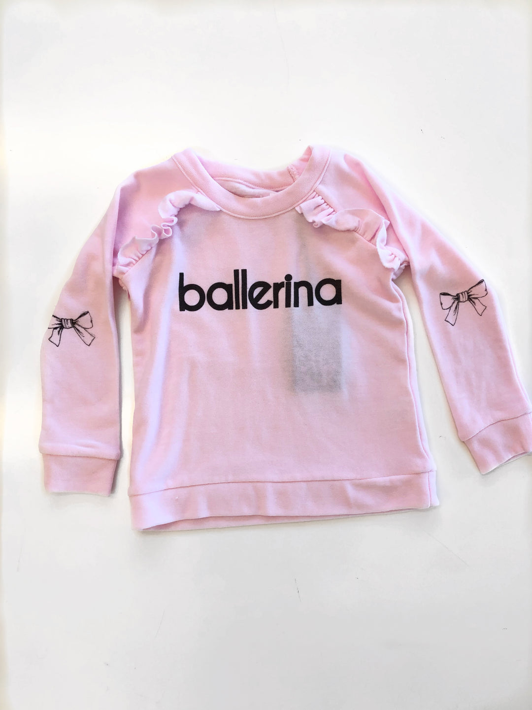 CHASER - Girls Cozy Knit Long Sleeve Ruffle Raglan Pullover in Pinky