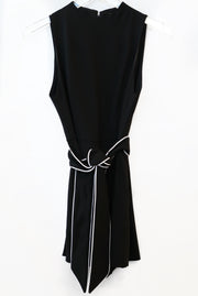 Alice + Olivia - Harlan Mockneck Pleated Romper w Belt Black/White