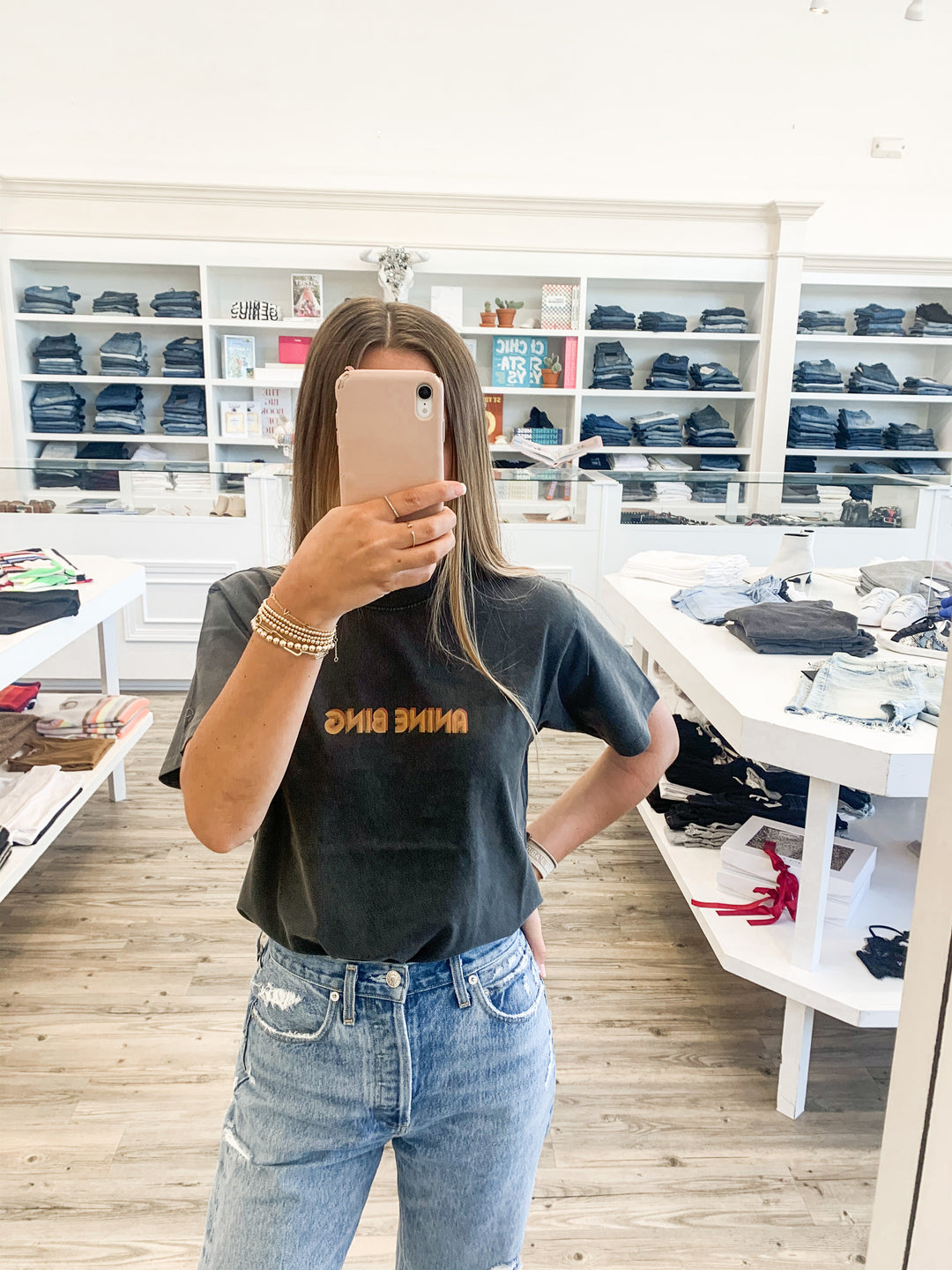 Anine Bing - Lili Tee Retro Bing in Washed Black