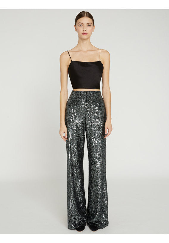 Alice + Olivia - Dylan High Waisted Wide Leg Pant in Gunmetal