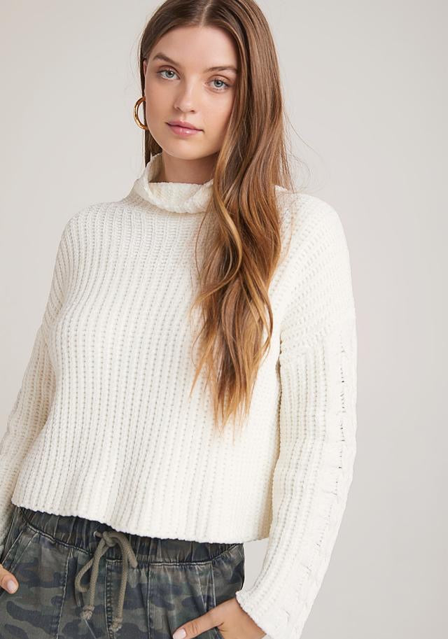 Bella Dahl - Cable Sleeve Turtleneck in Winter White