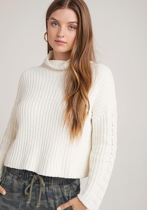 Bella Dahl - Cable Sleeve Turtleneck in Winter White