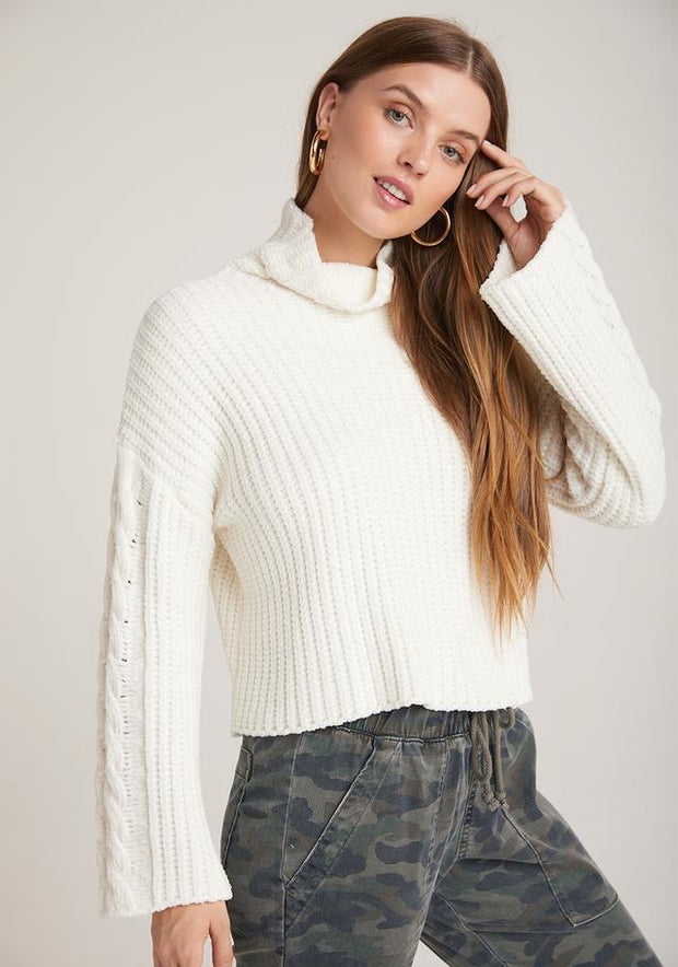 Bella Dahl - Cable Sleeve Turtleneck in Winter White