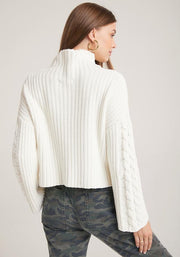 Bella Dahl - Cable Sleeve Turtleneck in Winter White