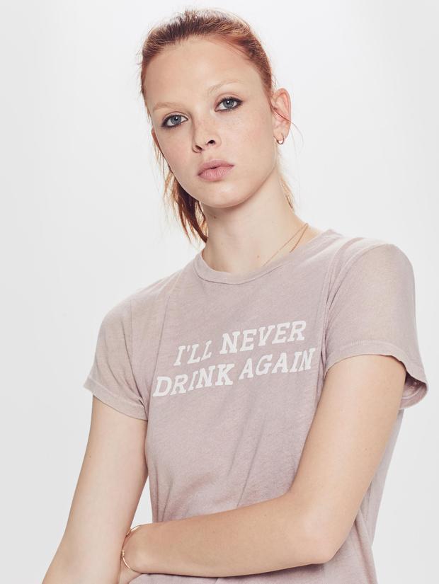 Mother Denim - The Sinful "I'll Never Drink Again" Tee in Mauve