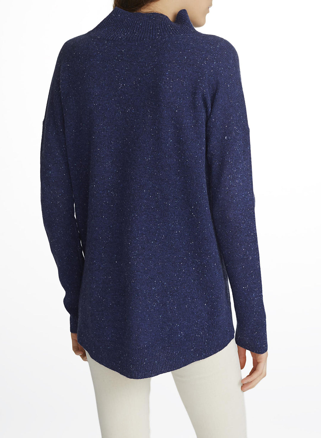 White + Warren - Circular Hem Standneck Navy