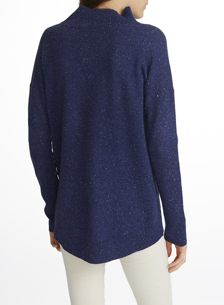White + Warren - Circular Hem Standneck Navy