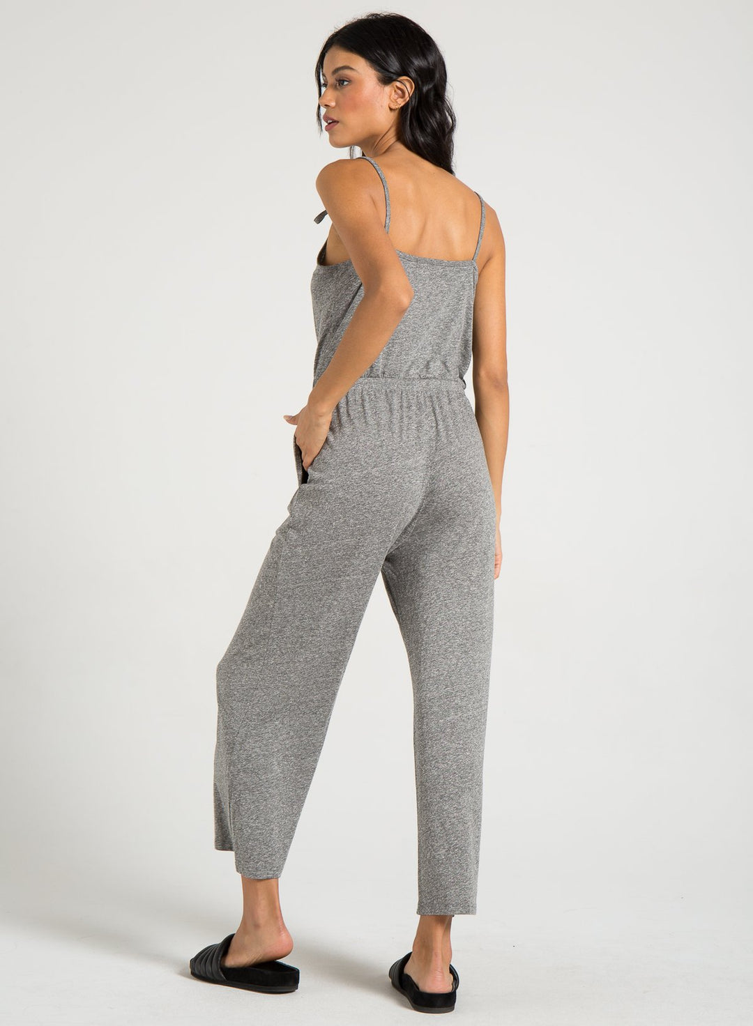 n:PHILANTHROPY - Selvedge Jumpsuit Shown in heather grey comes in Black Cat