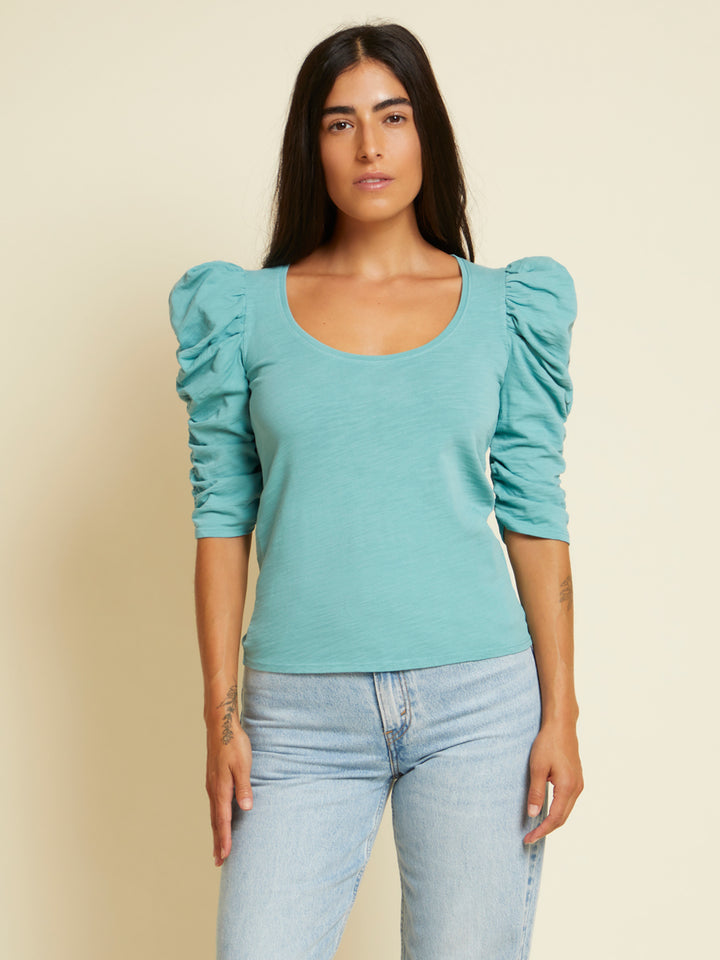Nation LTD - Julietta Ruched Sleeve Tee in Aquarius