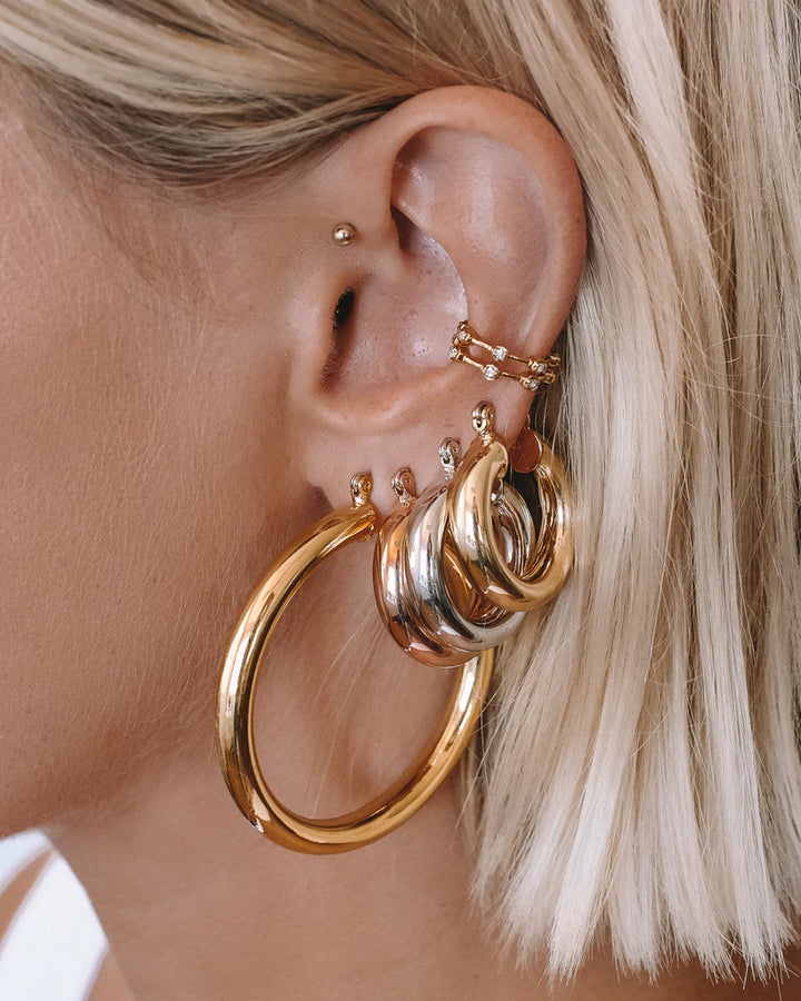 LUV AJ - Pave Hex Ear Cuff in Gold