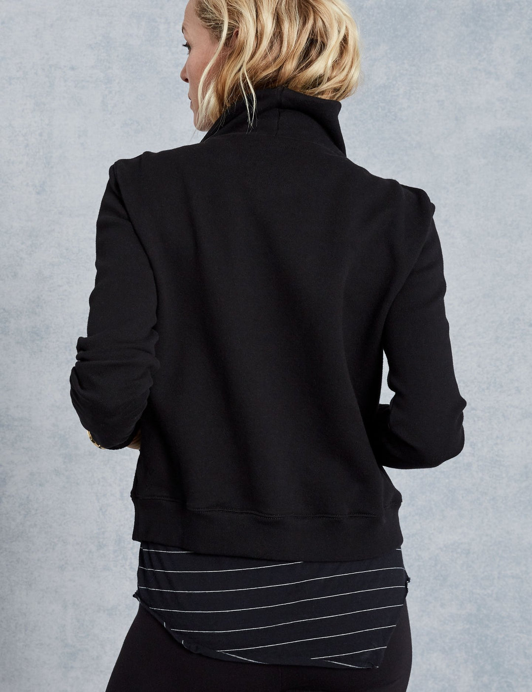 Frank & Eileen - Asymmetric Zip Fleece Jacket in Black