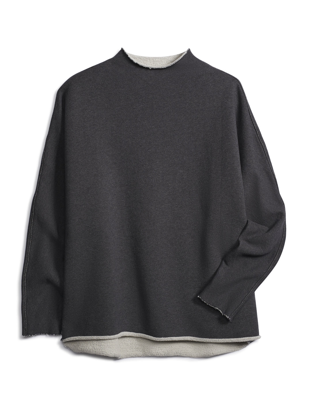 Frank & Eileen - Long Sleeve Funnel Neck Capelet in Charcoal Melange