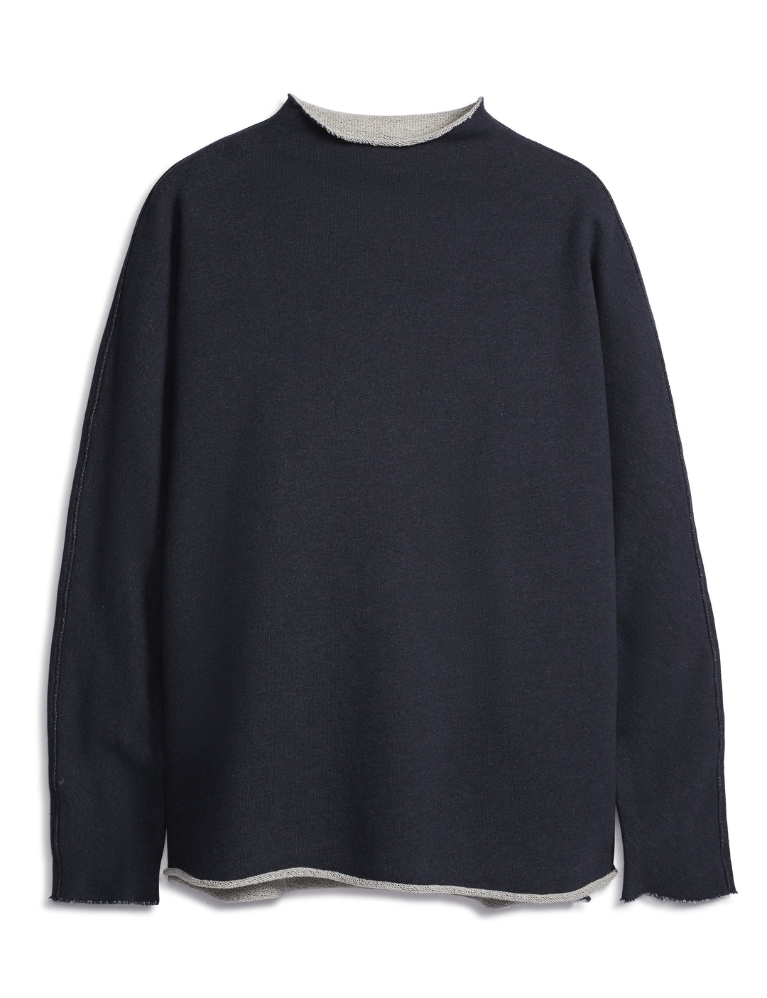 Frank & Eileen - Long Sleeve Funnel Neck Capelet in Navy Melange Clothing - Sweatshirts