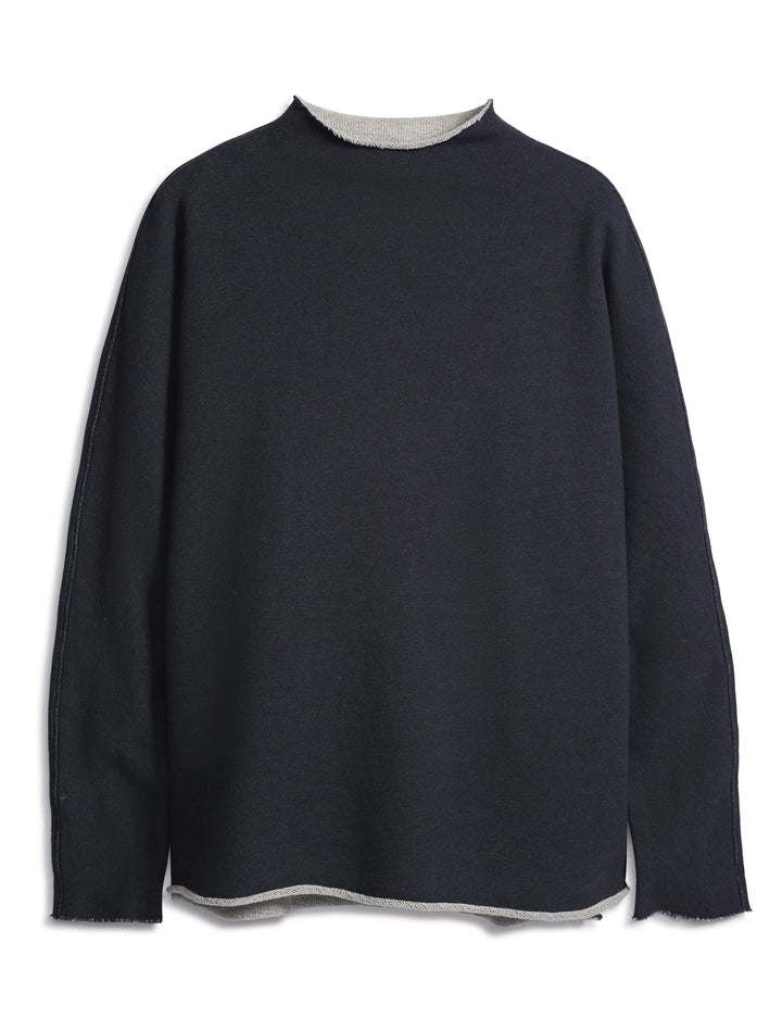 Frank & Eileen - Long Sleeve Funnel Neck Capelet in Navy Melange Clothing - Sweatshirts