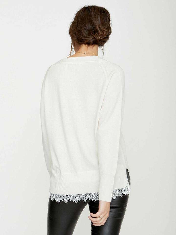 Brochu Walker - Lace Vee Layered Pullover in Ivory