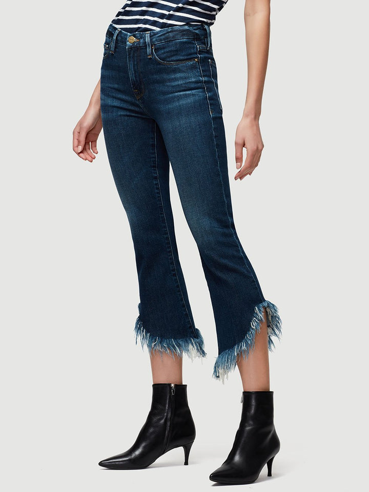 Frame - Le Crop Mini Boot Shredded Raw in Bayberry