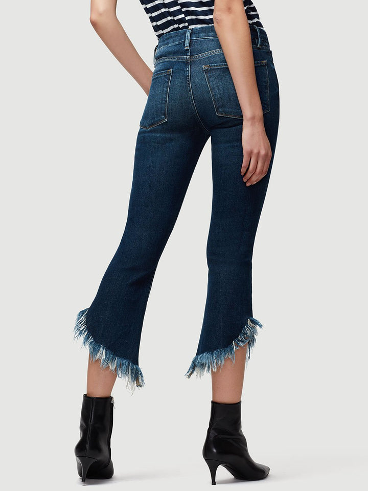 Frame - Le Crop Mini Boot Shredded Raw in Bayberry