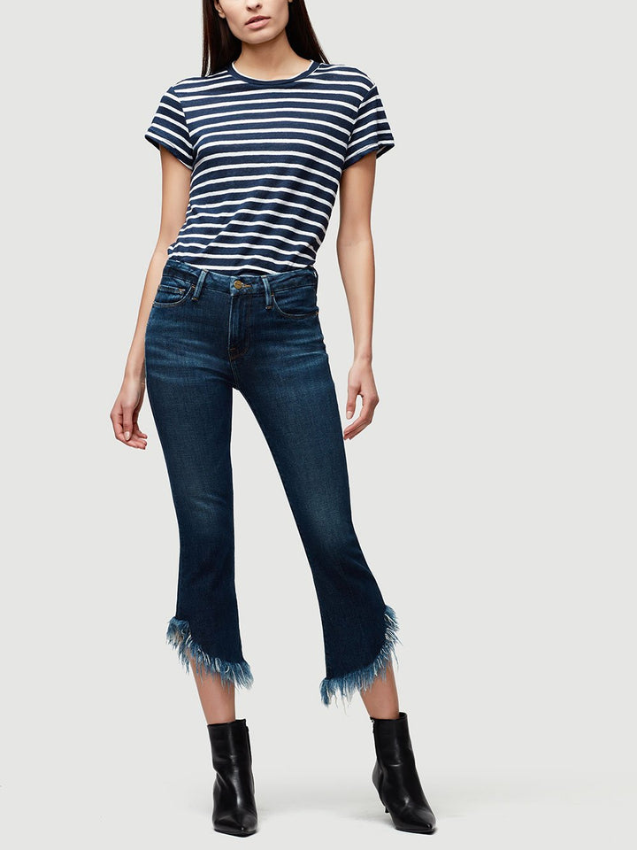 Frame - Le Crop Mini Boot Shredded Raw in Bayberry