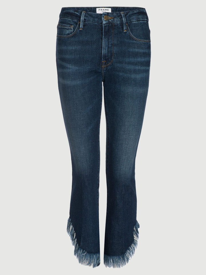 Frame - Le Crop Mini Boot Shredded Raw in Bayberry