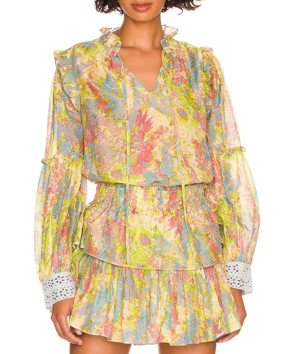 Love Shack Fancy - Ronalda Blouse in Pastel Fields