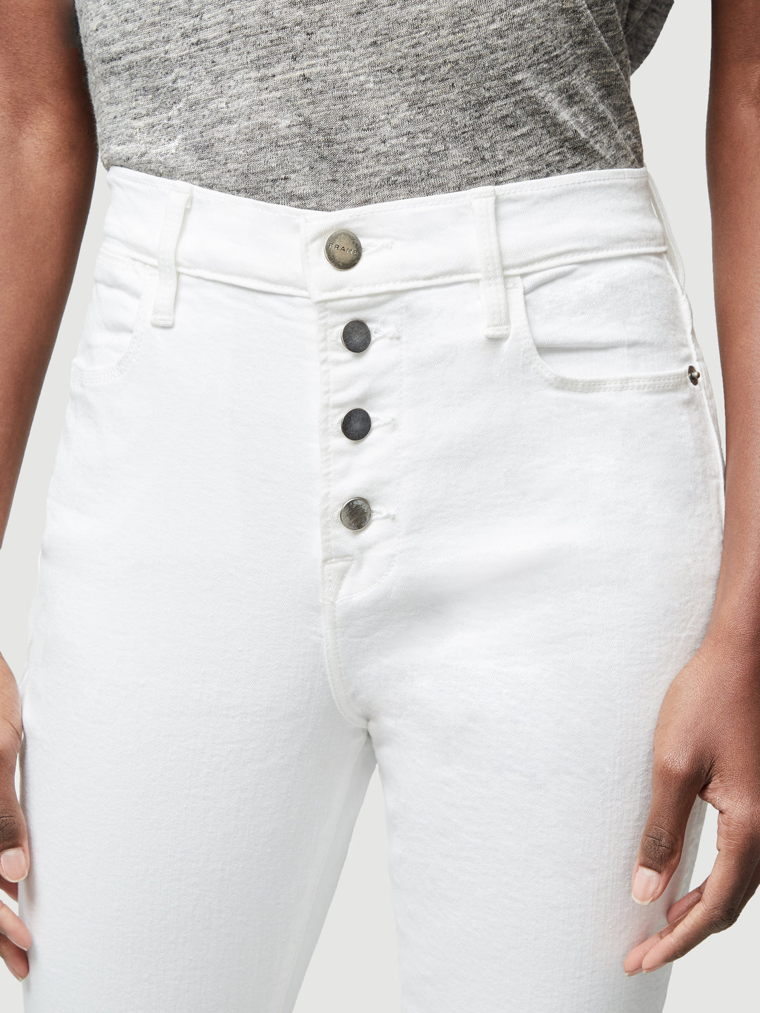 Frame - Le High Skinny Button Fly Blanc Street