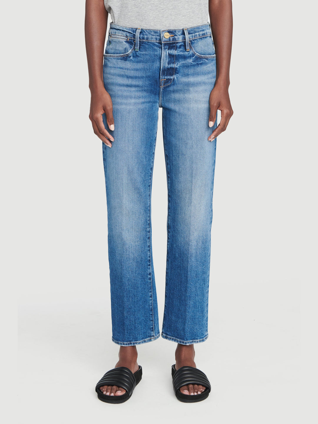Frame - Le High Straight High Rise Jeans in Hagen