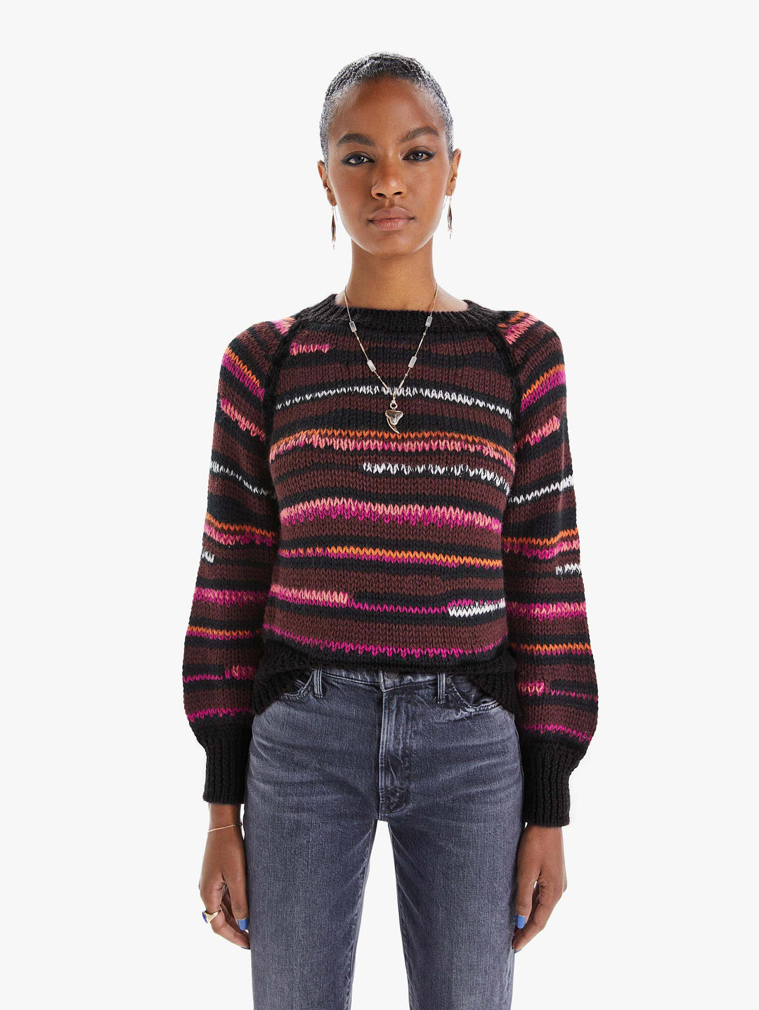 Mother - The Bell-Sleeve Jumper Crop in Light Trails