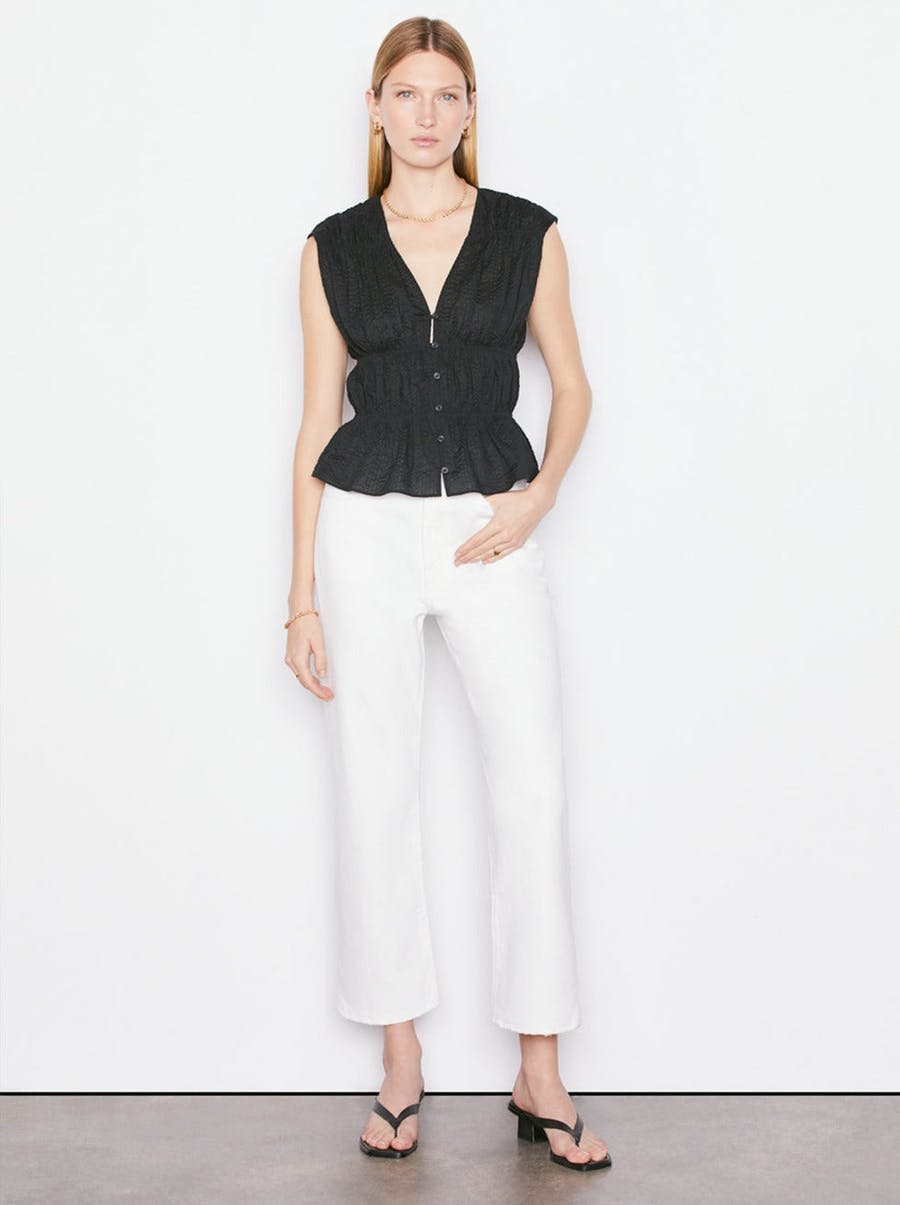 Frame - Le Jane Crop in Rumpled Blanc