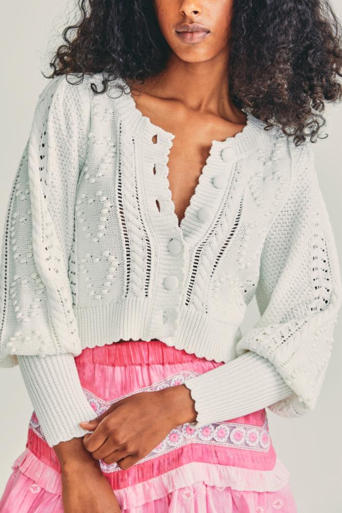 Love Shack Fancy - Romeo Cropped Cardigan in White